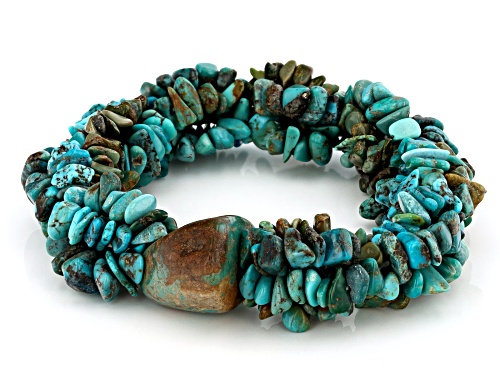 Southwest Style By JTV™ Turquoise Nugget, Chips, and Beaded Statement Bracelet - Size 7