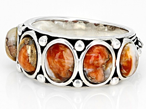 Southwest Style By JTV™ Spiny Oyster Shell  Rhodium Over Sterling Silver 5-Stone Ring - Size 11