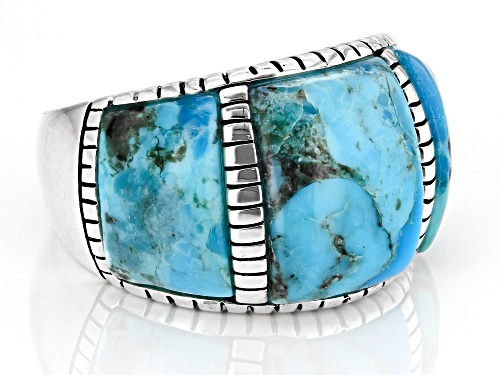 Southwest Style By JTV™ Turquoise Rhodium Over Sterling Silver Inlay Ring - Size 8