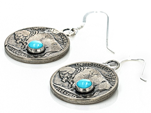 Southwest Style By JTV™ Sleeping Beauty Turquoise Rhodium Over Silver Replica Buffalo Earrings