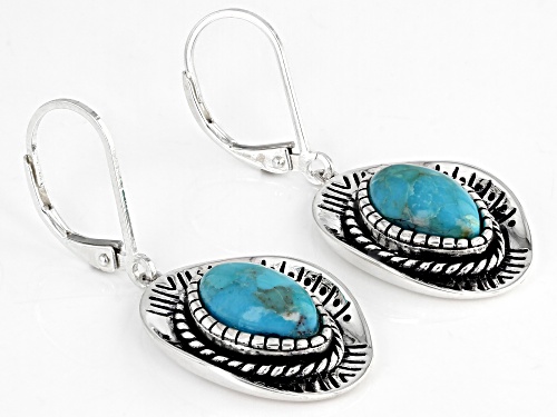 Southwest Style By JTV™ Blue Turquoise Rhodium Over Silver Solitaire Dangle Earrings