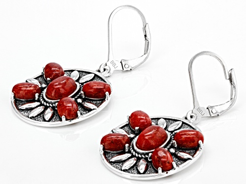 Southwest Style by JTV™ Red Coral Sterling Silver Earrings