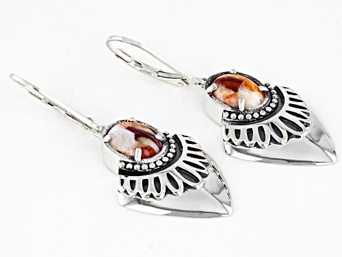 Southwest Style by JTV™ Orange Spiny Oyster Shell Rhodium Over Sterling Silver Earrings