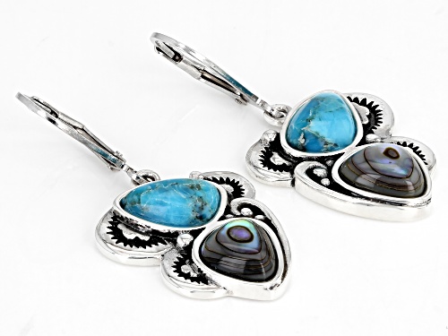 Southwest Style By JTV™ Blue Turquoise and Abalone Shell Rhodium Over Sterling Silver Earrings