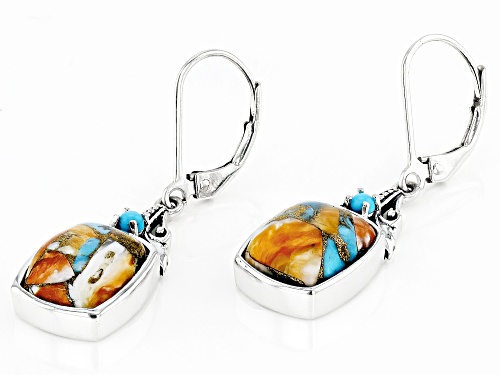 Southwest Style By JTV™ Blended Shell With Turquoise & Sleeping Beauty Turquoise Silver Earrings