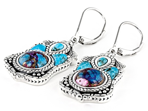 Southwest Style by JTV™  Blended Spiny Oyster Shell & Turquoise Rhodium Over Silver Earrings