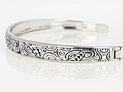 Southwest Style by JTV™ Rhodium Over Sterling Silver Tribal Design Cuff Bracelet - Size 8