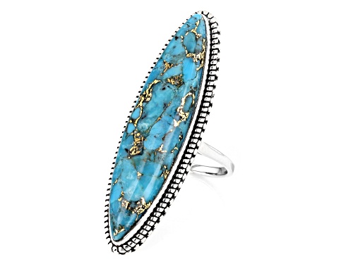Southwest Style by JTV™ Marquise Blue Turquoise Sterling Silver Ring - Size 9