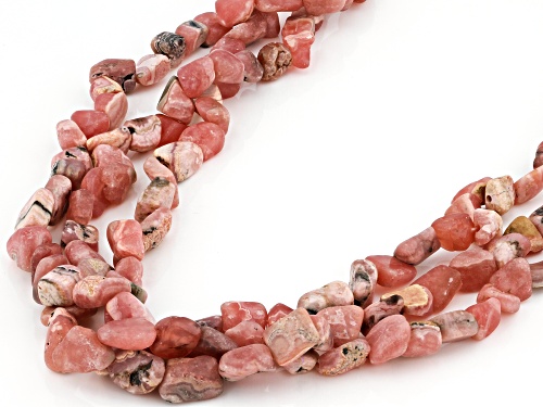Southwest Style by JTV™ 3-Strand Pink Nugget Rhodochrosite Sterling Silver Necklace - Size 18