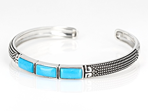 Southwest Style by JTV™ 10x5mm Sleeping Beauty Turquoise Rhodium Over Sterling Silver Bracelet - Size 7