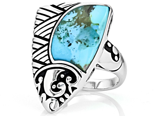 Southwest Style by JTV™ Blue Turquoise Sterling Silver Arrowhead Ring - Size 8