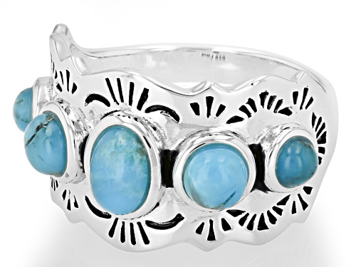 Southwest Style by JTV™ Multi-Stone Blue Turquoise Sterling Silver Ring - Size 12