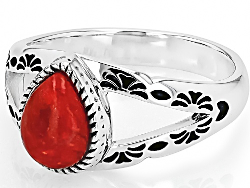 Southwest Style by JTV™ Red Sponge Coral Sterling Silver Open Design Ring - Size 12