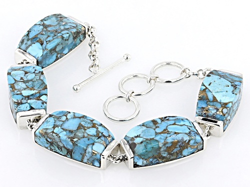 Southwest Style by JTV™ Blue Copper Turquoise Sterling Silver Station Bracelet - Size 7