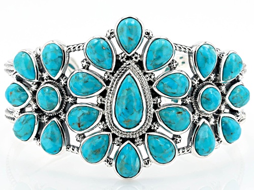 Southwest Style by JTV™  Pear Shape Turquoise Sterling Silver Statement Cuff Bracelet