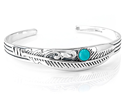 Southwest Style by JTV™ Sleeping Beauty Turquoise Sterling Silver Feather Cuff Bracelet