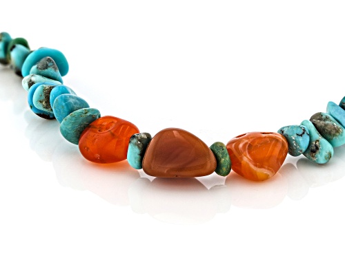 Southwest Style by JTV™ Kingman Turquoise & Mexican Fire Opal Sterling Silver Beaded Bracelet - Size 7.5