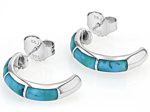 Southwest Style by JTV™ Blue Turquoise Sterling Silver 3-Stone Inlay Earrings