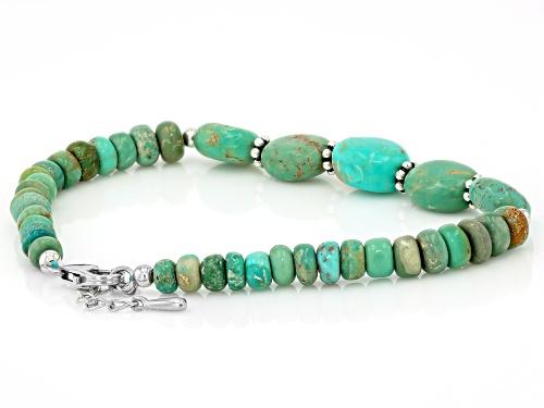 Southwest Style by JTV™ Green Turquoise Sterling Silver Beaded Bracelet - Size 7.25