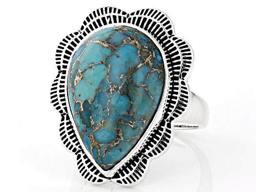 Southwest Style by JTV™ 20x14mm Turquoise Sterling Silver Statement Ring - Size 7
