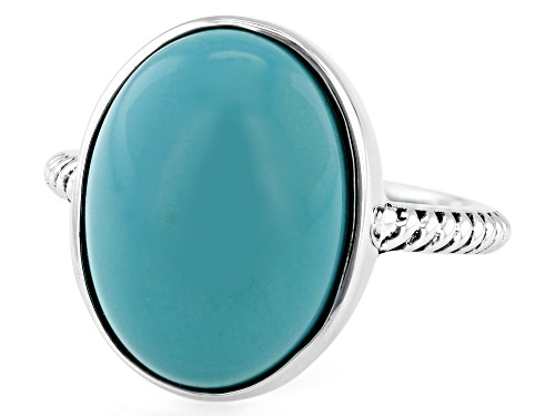 Southwest Style by JTV™ 16x12mm Sleeping Beauty Turquoise Sterling Silver Solitaire Ring - Size 11