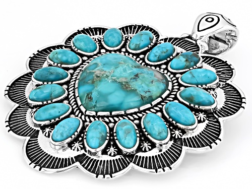 Southwest Style By JTV™ Kingman Turquoise Sterling Silver Heart Enhancer Pendant