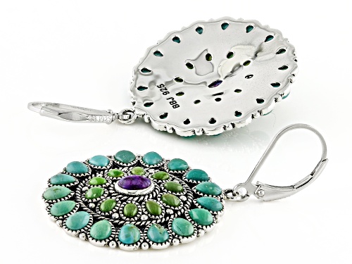 Southwest Style By JTV™ 4x3mm Purple, Green & Blue  Turquoise Sterling Silver Earrings
