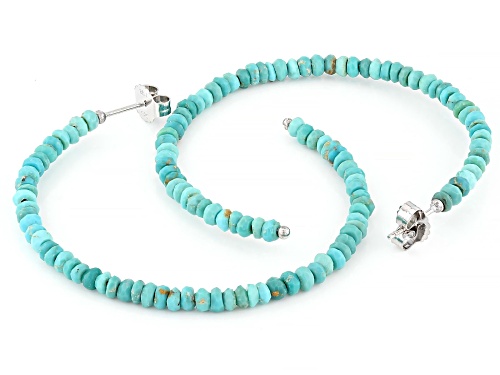 Southwest Style by JTV™ Rondelle Kingman Turquoise Rhodium Over Sterling Silver Hoop Earrings