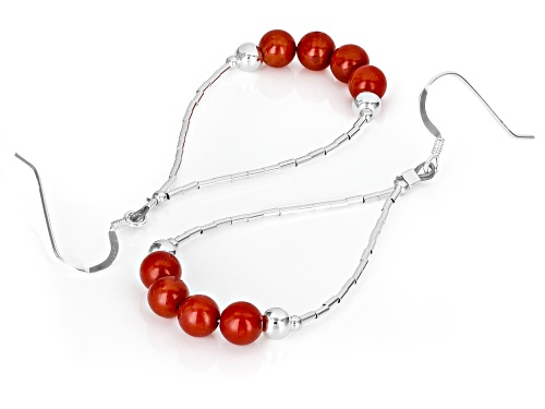 Southwest Style by JTV™ 5mm Red Coral Sterling Silver Beaded Earrings