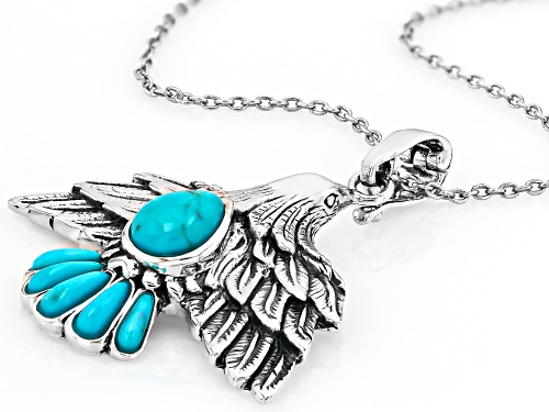 Southwest Style By JTV™ 9x7mm Turquoise Sterling Silver Eagle Enhancer Pendant with Chain