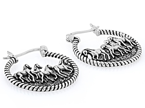 Southwest Style By JTV™ Sterling Silver Hoop Horse Motif Earrings