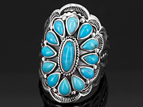 Southwest Style By Jtv™ Oval And Pear Shape Cabochon Turquoise Sterling Silver Ring - Size 6