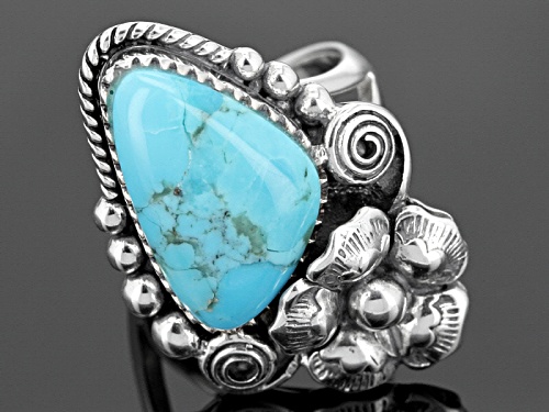 Southwest Style By Jtv™ Fancy Cabochon Turquoise Sterling Silver Floral Ring - Size 5
