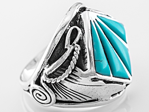 Southwest Style By Jtv™ Mixed Shapes Inlay Turquoise Sterling Silver Ring - Size 6