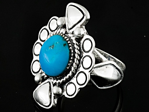 Southwest Style By Jtv™ 11mm Round Cabochon Blue Turquoise Sterling Silver Solitaire Ring - Size 6