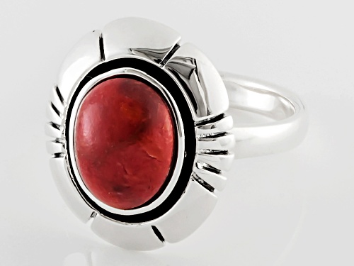 Southwest Style By Jtv™ Oval Cabochon Red Coral Sterling Silver Solitaire Ring - Size 5