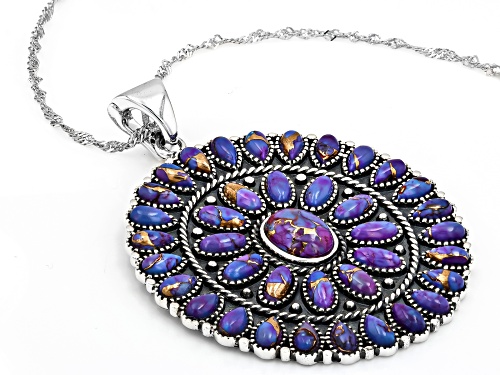 Southwest Style By JTV™ Purple Turquoise Sterling Silver Enhancer Pendant With Chain