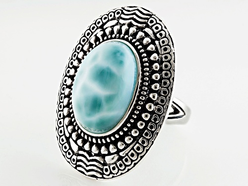 Southwest Style By Jtv™ 18x13mm Oval Cabochon Larimar Sterling Silver Solitaire Ring - Size 7