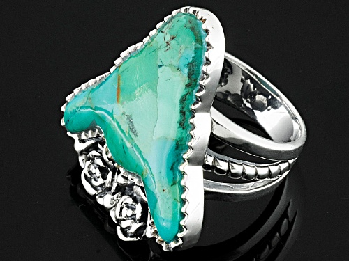 Southwest Style By Jtv™ Fancy Shape Cabochon Turquoise Sterling Silver Bull Ring - Size 5
