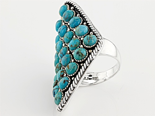 Southwest Style By Jtv™ 4mm Round Cabochon Turquoise Sterling Silver Cluster Ring - Size 5