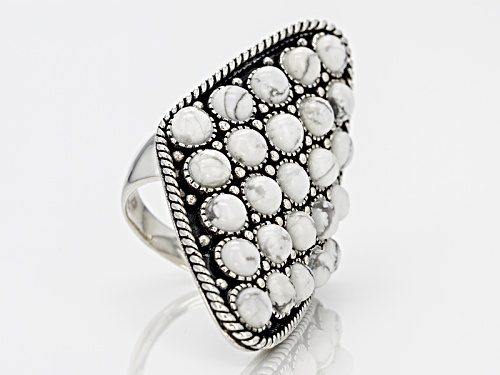 Southwest Style By Jtv™ 4mm Round Cabochon White Magnesite Sterling Silver Cluster Ring - Size 5