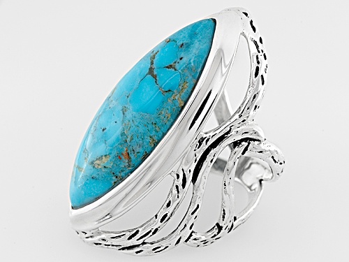 Southwest Style By Jtv™ 32x12.5mm Marquise Turquoise Sterling Silver Solitaire Ring - Size 5