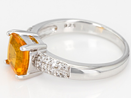 .80ct Square Cushion Orange Fire Opal And .20ctw Round White Zircon Sterling Silver Ring - Size 8
