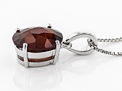 4.72ct Oval Hessonite Garnet Sterling Silver Pendant with Chain    Web Only