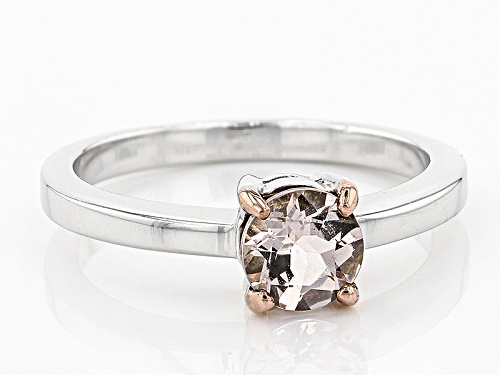 .56ct Round Peach Morganite Sterling Silver Solitaire Ring - Size 9