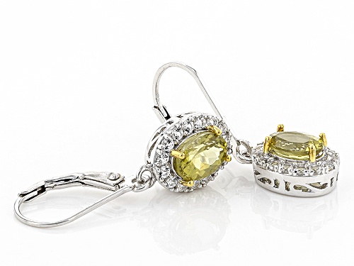 1.44ct Oval Canary Apatite With .48ctw Round White Topaz Sterling Silver Dangle Earrings