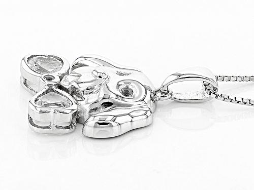 1.08ctw Heart Shape And Round White Topaz Sterling Silver Puppy Face Pendant With Chain