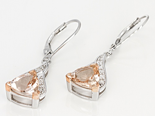 2.44ctw Trillion Morganite With .27ctw Round White Zircon Sterling Silver Dangle Earrings