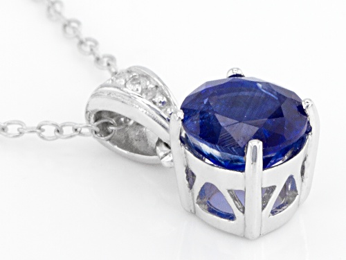 1.20ct Round Nepalese Kyanite With .02ctw Round White Zircon Sterling Silver Pendant With Chain