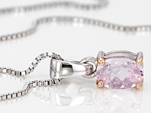 .85CT OVAL BRAZILIAN PINK TOPAZ RHODIUM OVER SILVER PENDANT WITH CHAIN..WEB ONLY